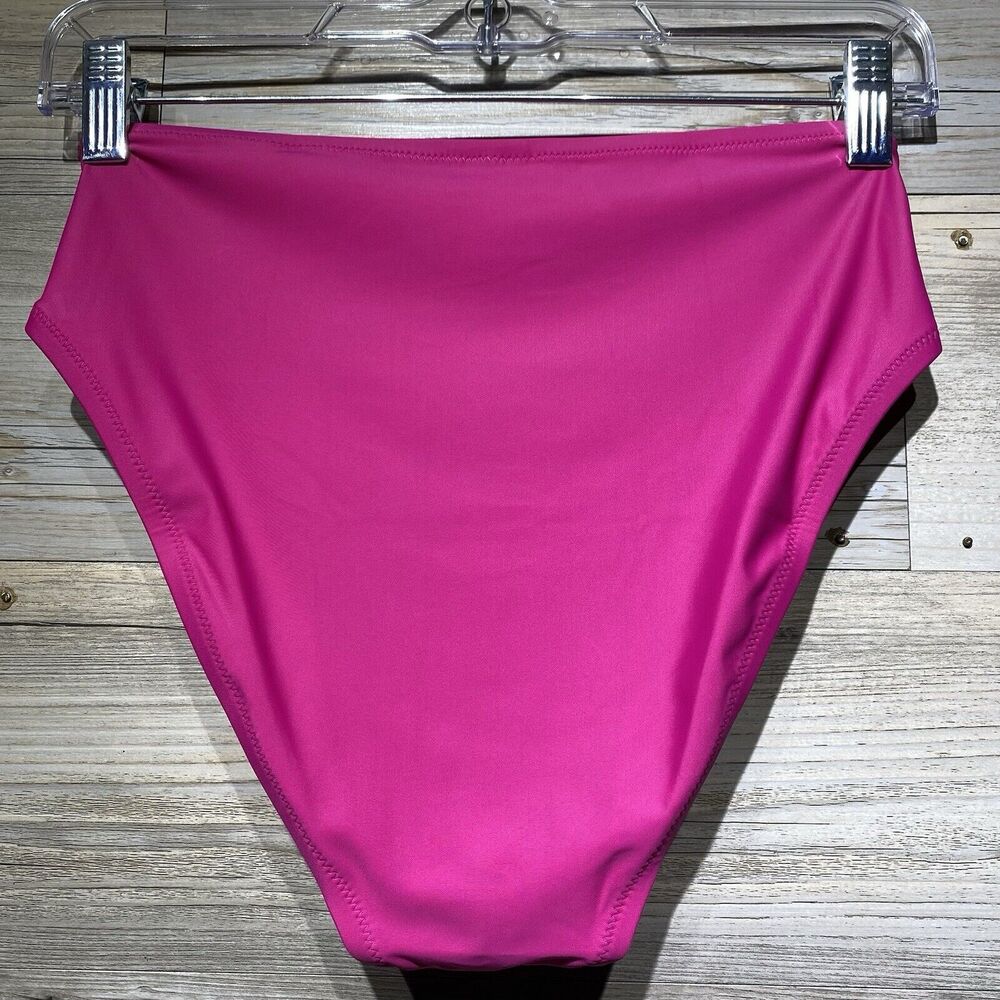 J Crew Hallie Bikini Bottom Fuchsia Pink Size Small BM642 High Rise Mid Cut Leg - Picture 4 of 7
